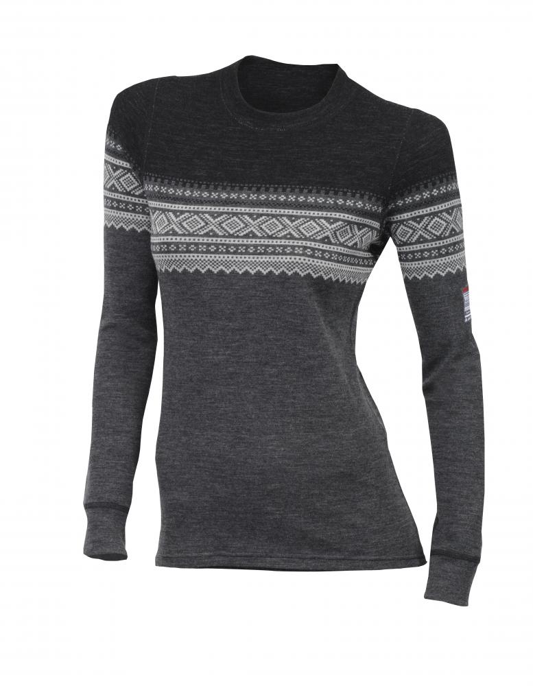 Aclima DesignWool Marius Crewneck for dame i merinoull med Marius-mønster