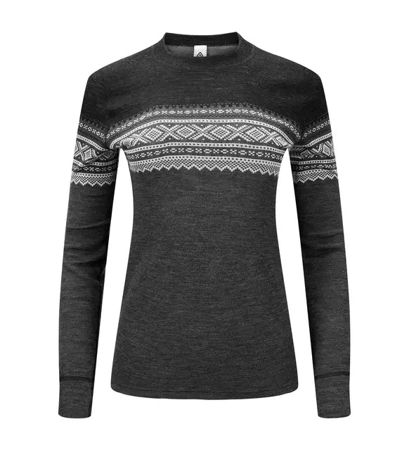 Aclima DesignWool Marius Crewneck for dame i merinoull med Marius-mønster