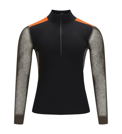 Aclima WoolNet Hybrid Mockneck M's Jet Black/Tarmac/Gold Flame