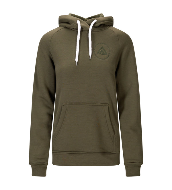 Aclima FleeceWool Hoodie for dame i merinoull med kengurulomme, varm turhoodie