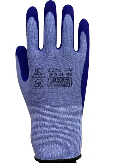 3422 Arbeidshanske,blå polyester/spandex,latex sandy finish,touch