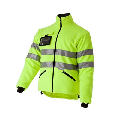 Jakke, fleeze - Stord, foret, Hivis, gul