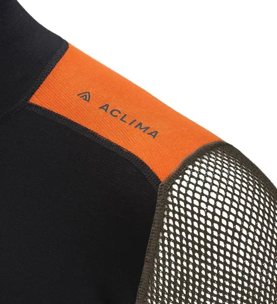 Aclima WoolNet Hybrid Mockneck M's Jet Black/Tarmac/Gold Flame