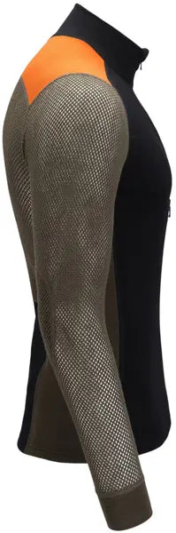 Aclima WoolNet Hybrid Mockneck M's Jet Black/Tarmac/Gold Flame