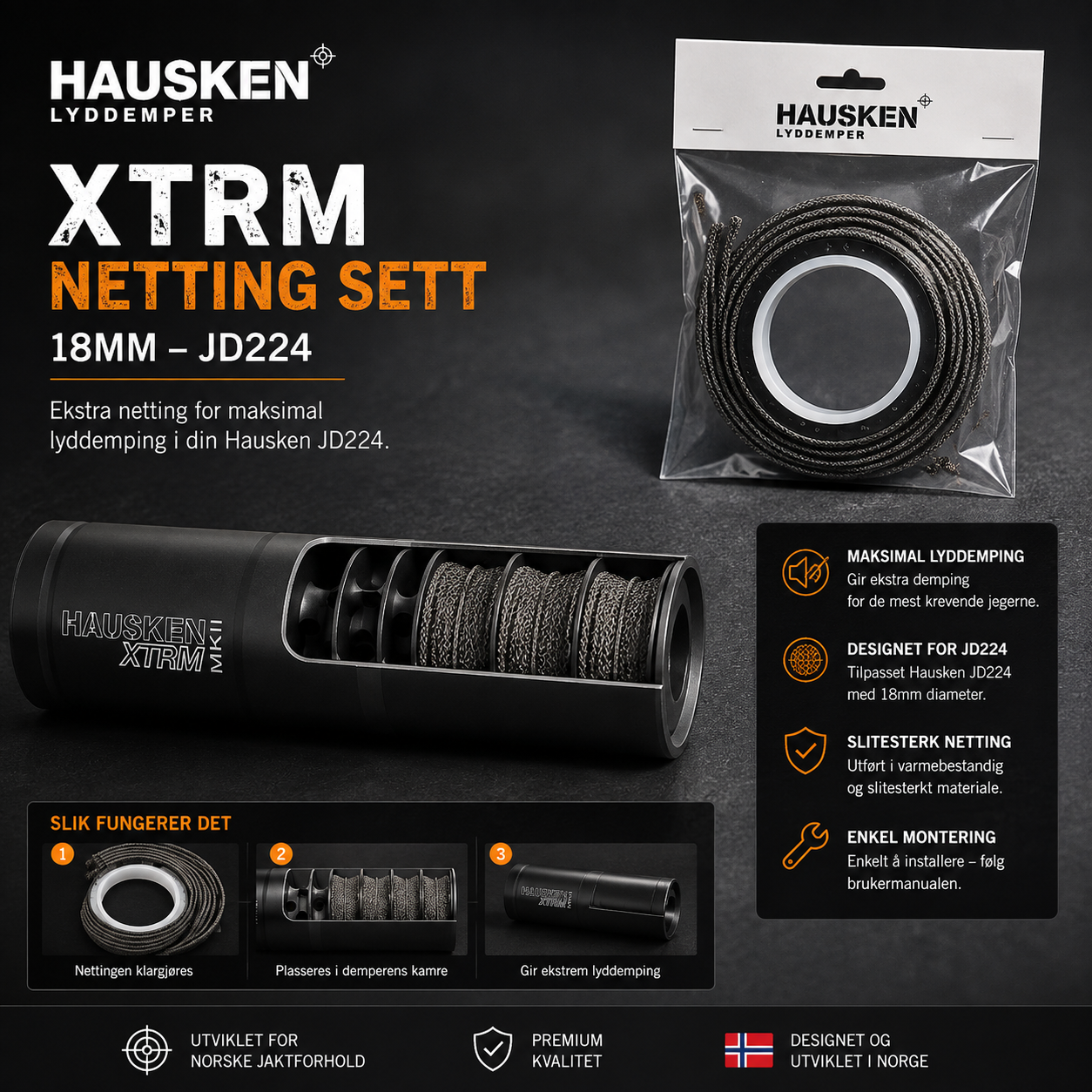 Hausken XTRM netting sett 18mm JD224